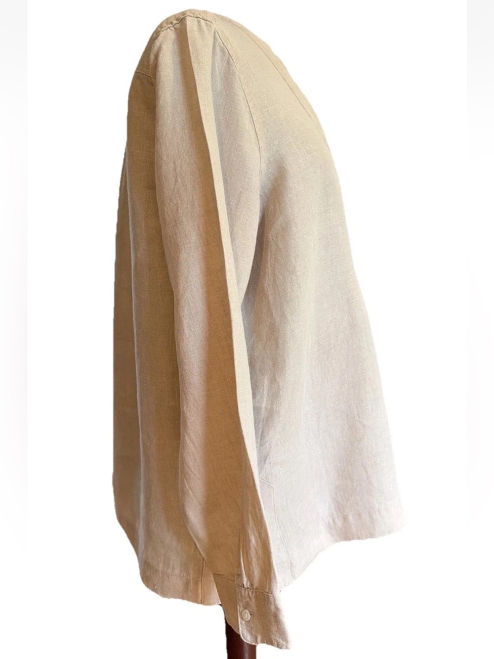 J.Crew Baird McNutt Irish Linen Long Sleeve Popover Top In Oatmeal Sz 8 Neutral - Picture 3 of 11